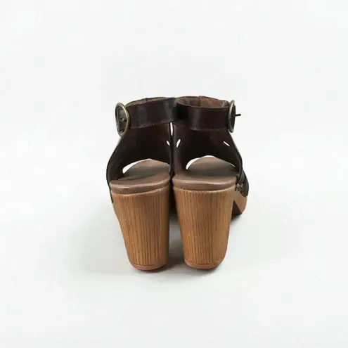 Dansko Demetra Heeled Open Toe Leather Sandal W's Sz 41 Brown Western City Chic
