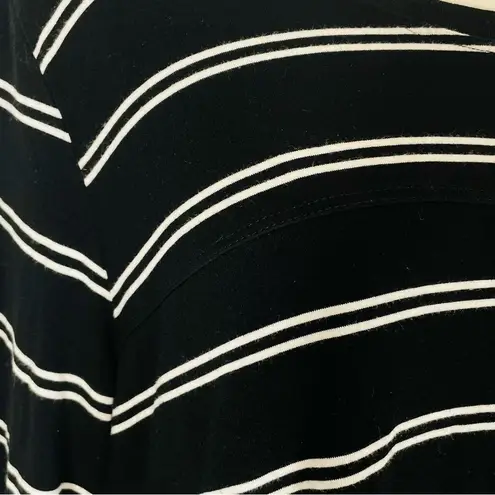 Soma Women's Long Sleeve Black & White Striped Yoke Tunic Top Crew Neck Size M