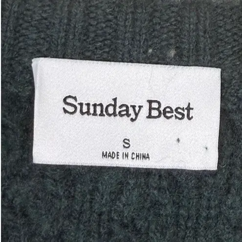 Aritzia Sunday Best Peggy Cable Knit Sweater Dark Green Crew Neck Long Sleeve S