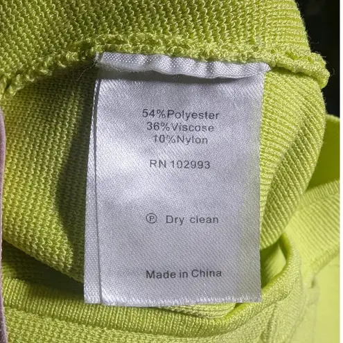 Esteban Cortazar Lime Green Bodycon Stretch Knit Cutout Mini Dress Sz XL