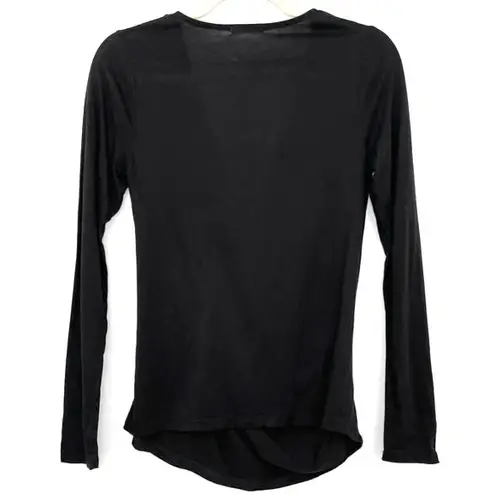 LA Made New  Maternity Long Sleeve V-Neck Wrap Top Knit Jersey Black