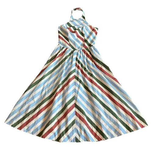Maeve Anthropologie Halter Midi Sundress Stripe Print A-Line Size XS Women's NWT