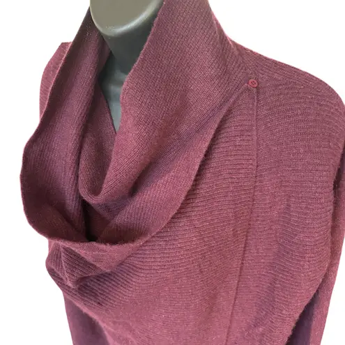 Club Monaco 100% Cashmere Wrap Sweater Sz XS Wine Red Asymmetric Quiet Luxury