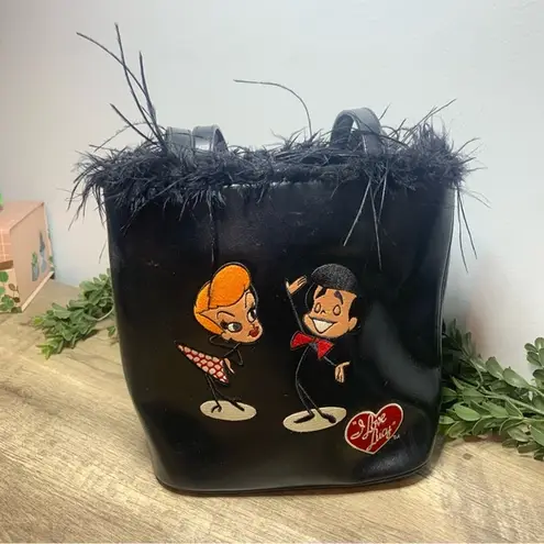 Black I Love Lucy Mini Bag Purse Collectible TV Show Feathers