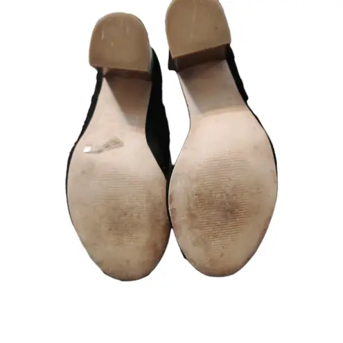 Fergalicious Peep Toe Bootie Sandals Block Heel Black Size 8.5 Shoe Slip-on