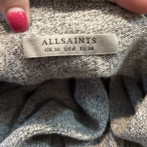 AllSaints Halo Cardigan Gray Open Front Longline Sweater Women's Size 6