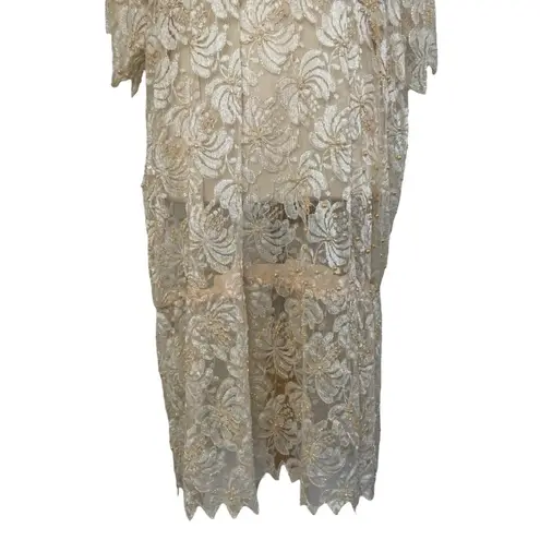 JAGSWEAR LOS ANGELES Vintage 100% Silk Shear Beaded Sequin 40s Flapper Dress 3XL Size 3X