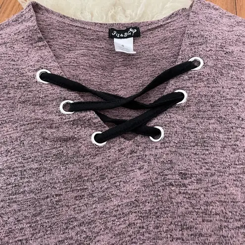 Fig & Blu purple preppy knit top with cris