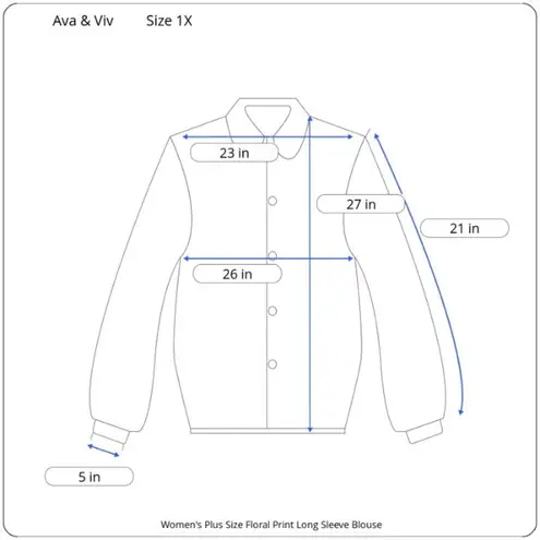 Ava & Viv Women's Plus Size Floral Print Long Sleeve Blouse - Size 1X - NWT