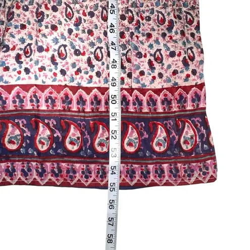 Bell By Alicia Bell Eva Paisley Floral Print Silk Cotton Maxi Dress SMALL Blue