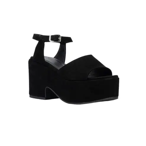 Aquatalia Women's Emmie Platform Heels Sandals suede black Sz 8.5