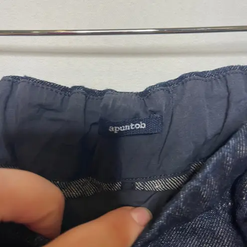 APUNTOB COTTON LINEN INDIGO PULL ON TROUSERS SZ XS Blue