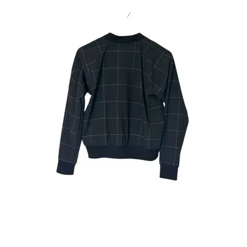 ALBION FIT Women's Black Checkered Bomber Jacket- Size Medium