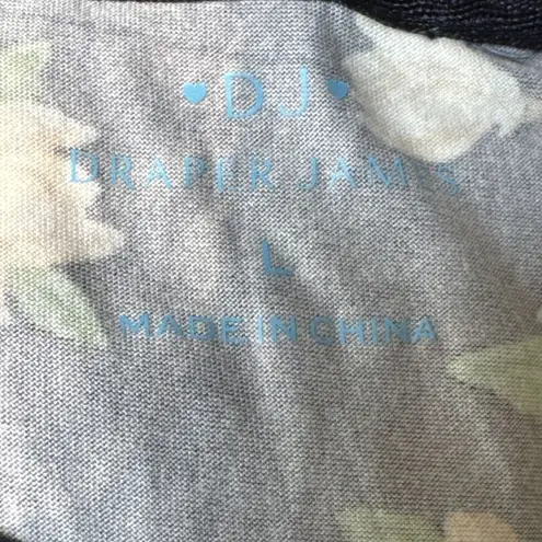 Draper James Magnolia Natalie T-shirt Navy Floral Soft Size L Knit Poly Blend GF