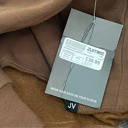 jac vanek JV by Jac Vanec Burning Hell Brown Cropped Hoodie Size L NWT