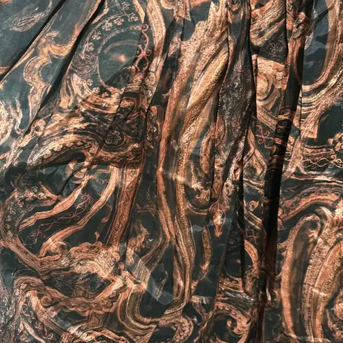 Peruvian Connection Fantasia Maxi Skirt Pleated Paisley Swirl US Size 12