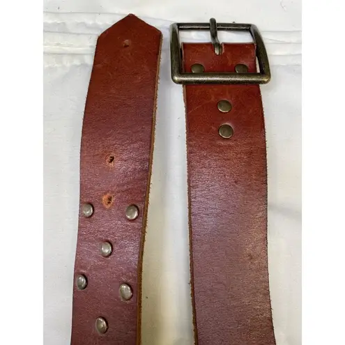 Vintage Womens Brown Leather Belt with Copper Studs Size S SKU 6509