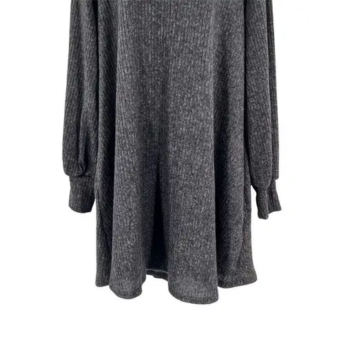 My Story Charcoal Keyhole Mock Neck Cowl Neck Long Sleeve Sweater Dress
