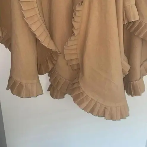 ONE SIZE Tan Pleated Trim Open Front Armless Over The Shoulder Cape Jacket Size M
