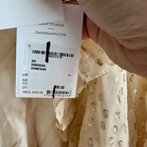 Zimmermann Wrap Mini Dress in Cream & Gold NWT XL