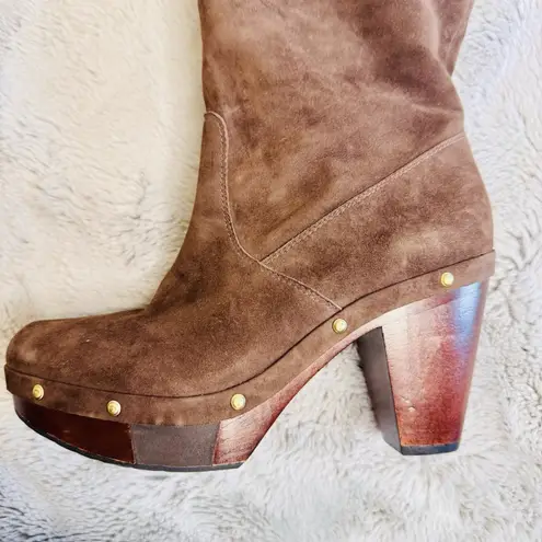 Rockport Katja Shearling Boot Size 7 Dark Brown Grommet Accent & 1" Platform