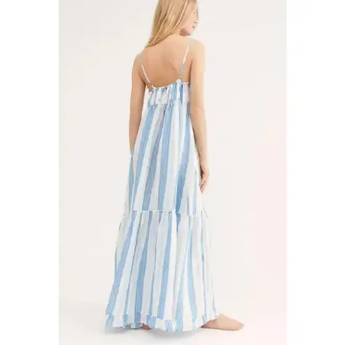 CP Shades CP Shade Free People Isabella Stripe Linen Maxi Dress Blue White Size XS Womens