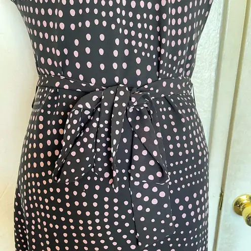 Laura Scott Dress Womens Sz 12 Polka Dots Rockabilly Pink Black Tied Midi Retro