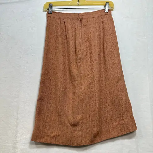 Vintage Textured 70s Knee Length Skirt Pink Pencil Women's Sz XS Retro Slimming