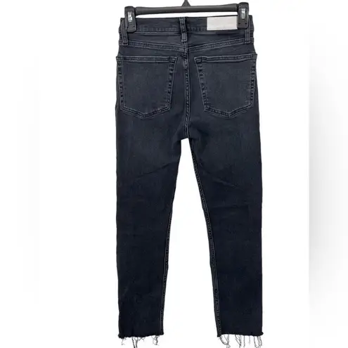RE/DONE REDONE High Rise Ankle Crop Jeans in Lived In Black Size 26