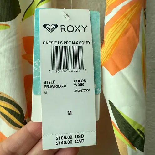 Roxy  Long Sleeve UV Tropical Floral Print Bodysuit One Piece Swim Surf Rashguard - Image 12