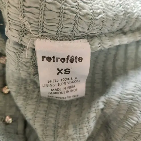 Retrofête Retrofete Lennon Embellished Silk Chiffon Dress in Green Size XS NWT Long Sleeve