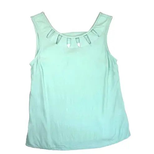 Skies Are Blue Anthropologie Licarde Cut Out Detail Tank, XS, Turquoise Summer