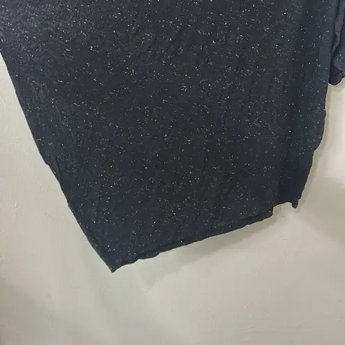 Michael Stars Black Gold Metallic Threads Short Sleeve Asymmetrical Top Y2K OS