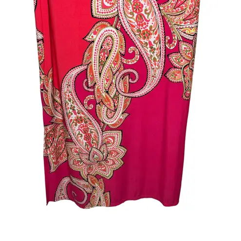 Sandra Darren Womens Dress Bodycon Gold Neck Plate Cap Sleeve Paisley Orange 14