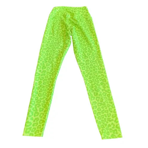 Beach Riot Sport Ayla Neon Green Animal Print Leggings Cheetah Workout Sz Small