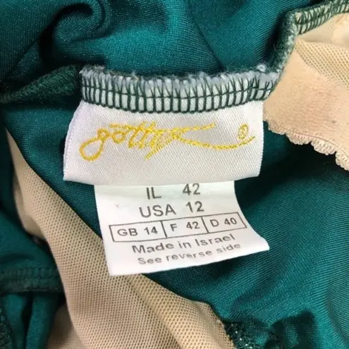 Gottex Swimwear Vintage Green Embellished Soft Cup One