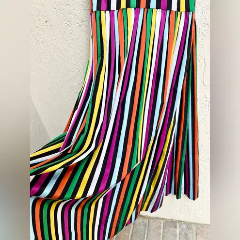 Caroline Constas strapless rainbow stripe multi maxi dress small