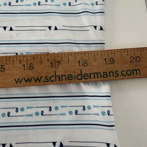 SanSoleil 1/4 Zip Pullover Womens Large Blue White Print UV 50 Golf Pickleball