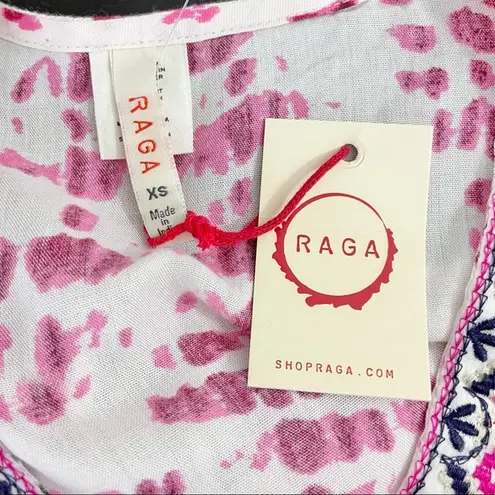 Raga New Tie Dye Metallic Print Embroidered Trim Poncho Top Pink