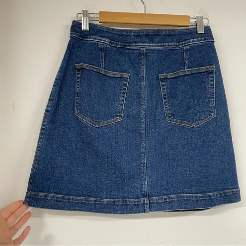 Loft  A Line Denim Button Down Jean Skirt Womens 2 Blue Denim Coastal Cowboy