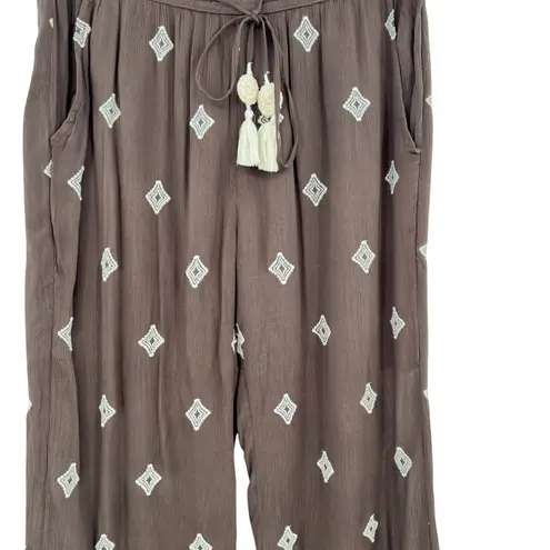 Sundance Le Meridien Pants Crop Embroidered Tasseled Brown Size Medium - Image 4