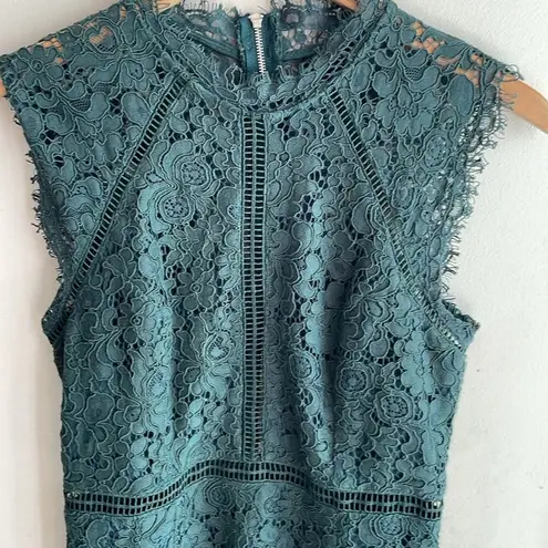 Bardot Lace Panel Sheath Dress Forest Green