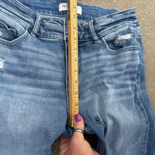 BKE Buckle Payton Universal Fit Mid Rise Boot Cut Frayed Knee Blue Jeans 30R