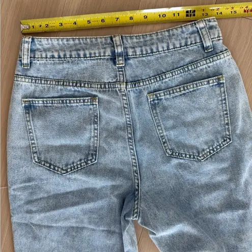 Women's Light Blue Pearl Beaded Slightly Flare Jeans