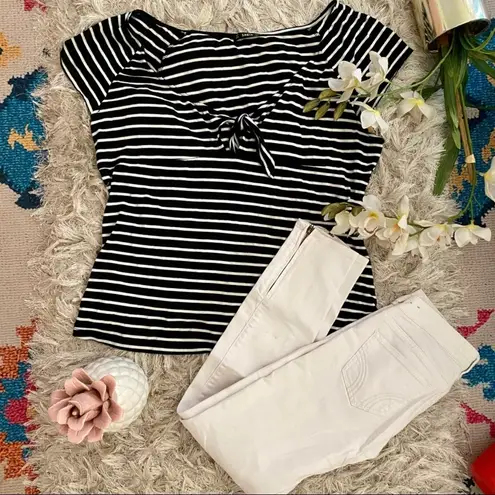 Boutique Striped Knot Front Top