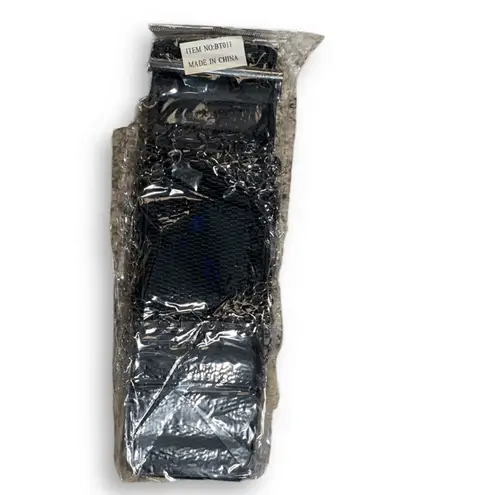 Deadstock Y2K Yik Fung Black Leather Stretch Waist Belt Chains NWT Statement