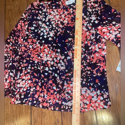Kasper black patterned blouse top shirt woman’s medium NWT