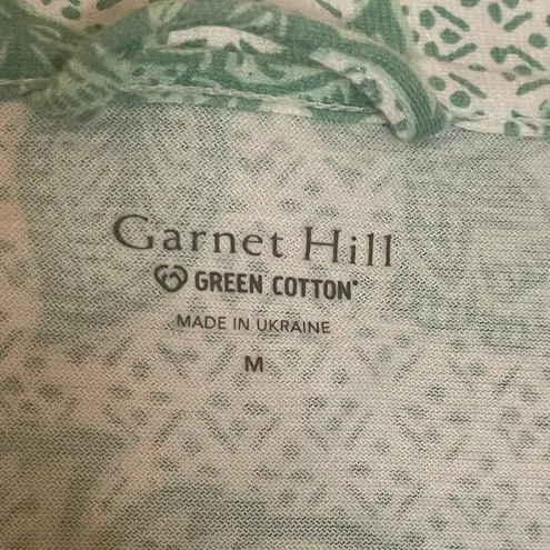 Garnet Hill Womens Asian Wrap Organic Cotton Robe Green Floral Cottagecore M