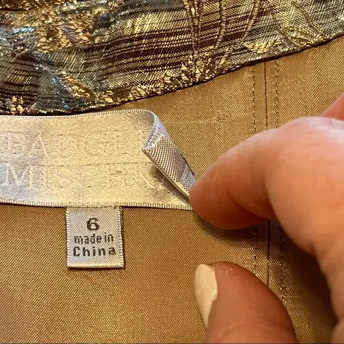 Badgley Mischka Womens Size 6 Strapless Gold Metallic Dress Formal Floral Y2K