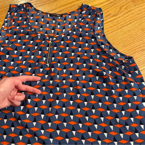 PaperMoon STITCH FIX Plus Size Holland Zipper Blouse Blue Orange Geometric Tank